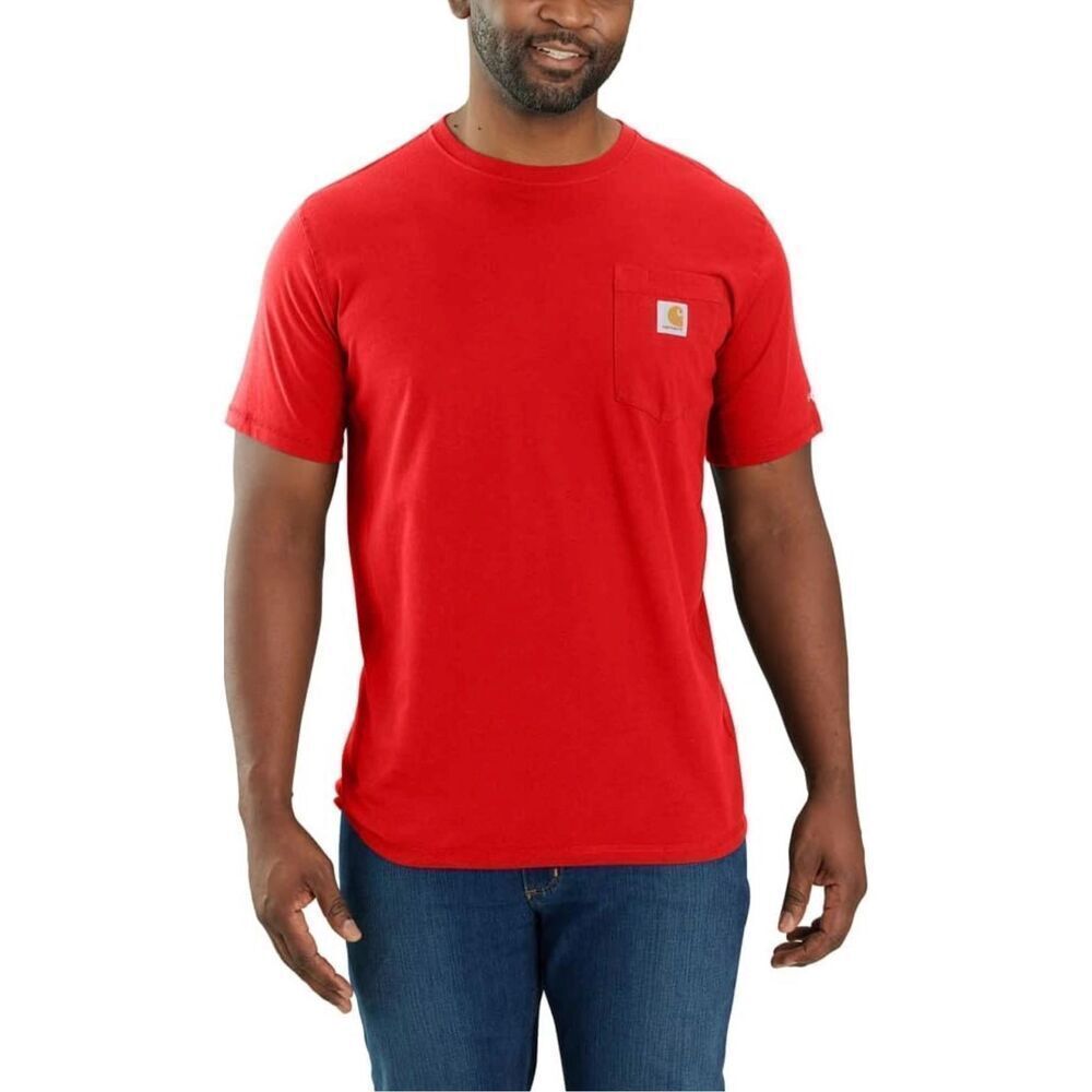 Carhartt Loose Fit Midweight Pocket Front Logo T-Shirt Short Sleeve Red Mens 2XL